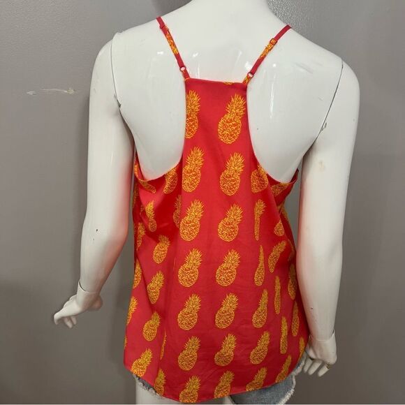 J-Crew Coral and Yellow Pineapple Racer Back Tank - 10 - Picture 4 of 11